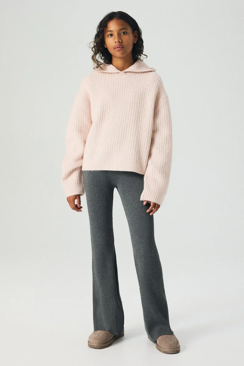 H&M Flared rib-knit trousers